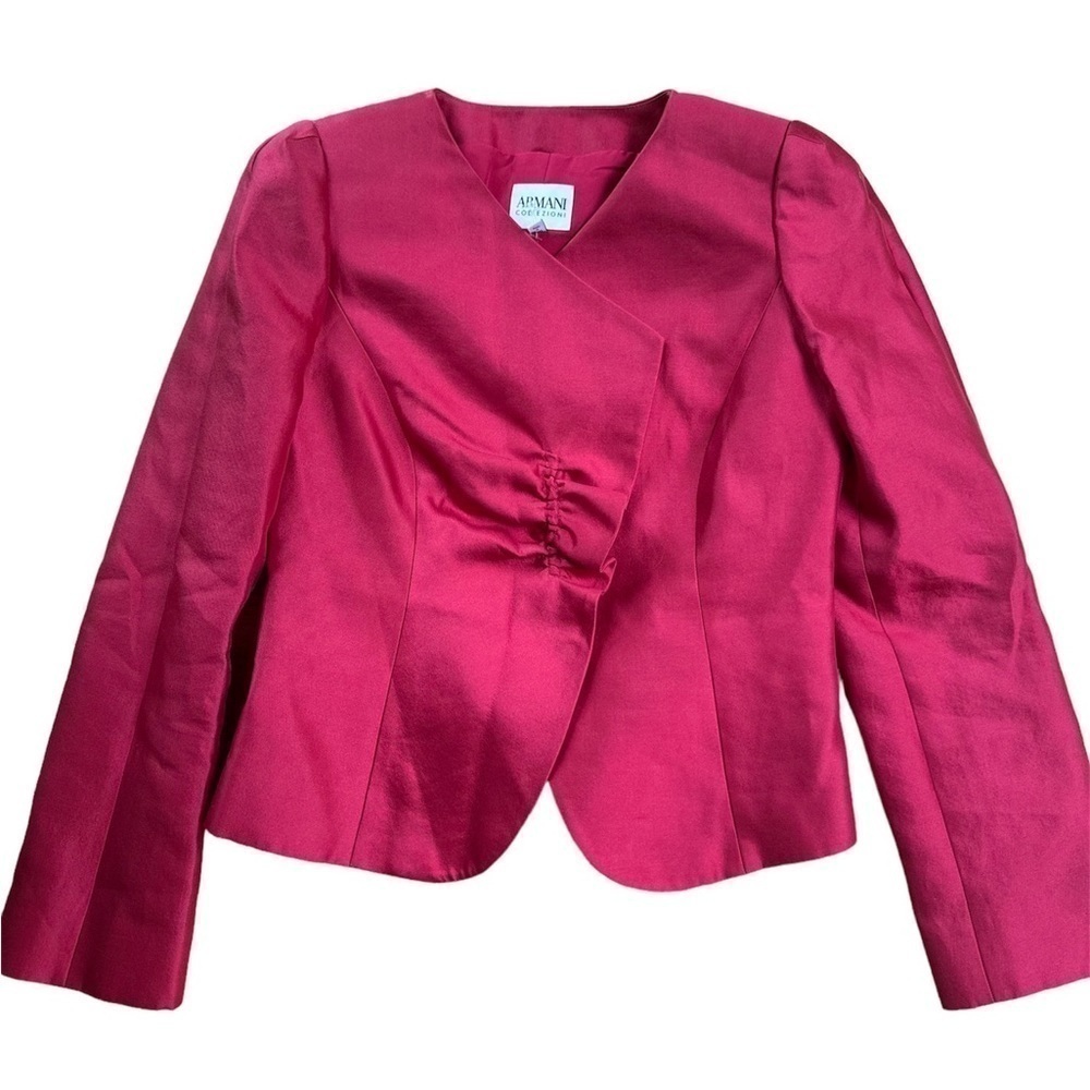 Georgio Armani 2010 runway ready to wear Armani Ruffle fitted silk Jacket EUC 4